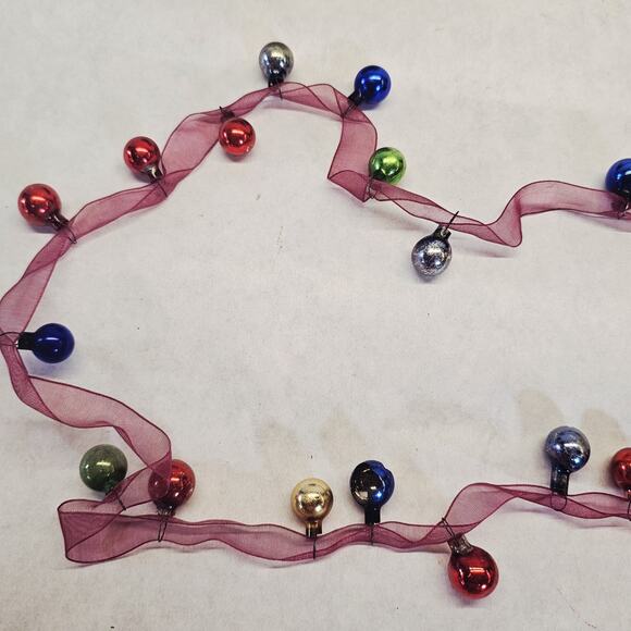 Vintage Feather Tree Mercury Glass 21 Ornaments On Christmas Tree Garland Ribbon - Picture 4 of 11